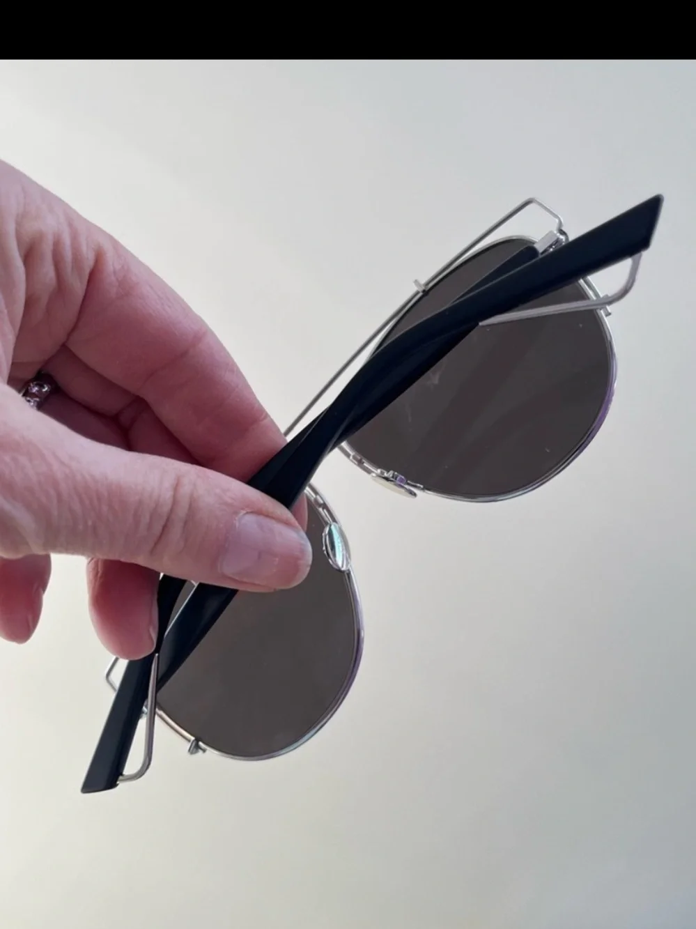Dior Women's Sunglasses with Purple Lenses and Silver Metal Frame